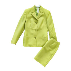 GIANNI VERSACE ISTANTE Vintage Two Piece Suit Set 44/10 Neon Green Yellow Retro